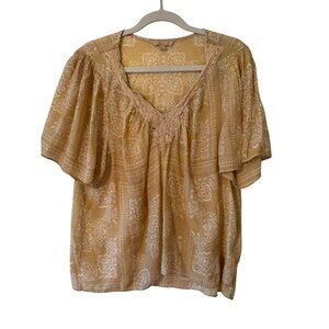 Hope & Harlow XL Beige Boho Top With Lace Trim